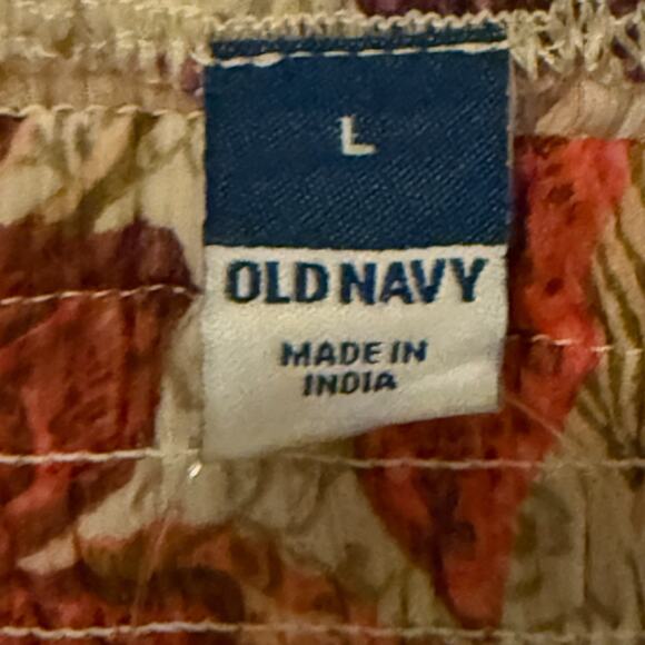 Old Navy L Floral Smocked Peasant Top Boho Square Neck Peasant Autumn Blouse NWT - Picture 7 of 8